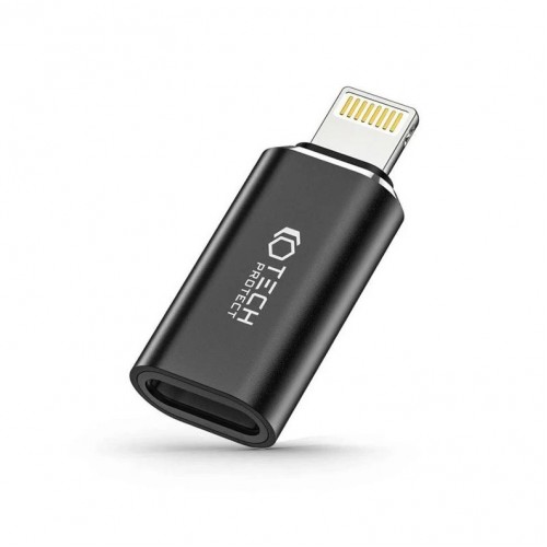 Adapteris Tech-Protect "UltraBoost" juodas (įvestis: "Type-C" / išvestis: "Lightning")