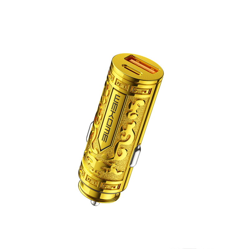 WEKOME WP-C37 Sakin Series - USB-C & USB-A Fast Charging PD 20W automobilinis įkroviklis (auksinis)