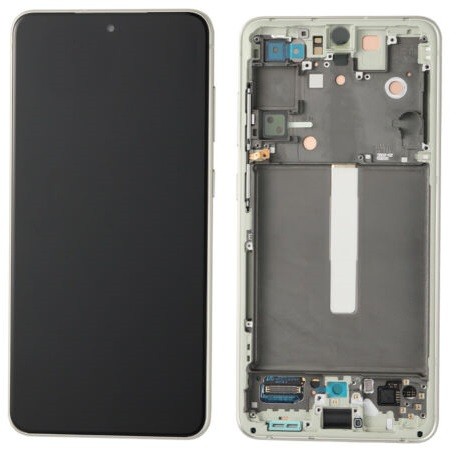 Ekranas Samsung G990 S21 FE 5G su lietimui jautriu stikliuku ir rėmeliu Olive originalus (service pack)