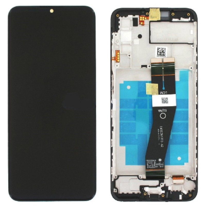 Ekranas Samsung A035G (A03 2022) su lietimui jautriu stikliuku ir rėmeliu Black originalus (service pack)