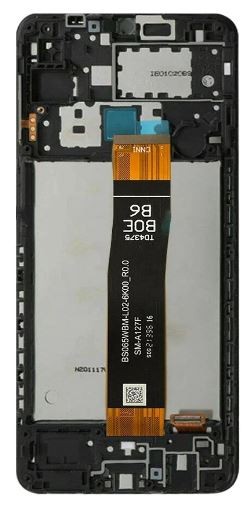 Ekranas Samsung A127 A12s 2021 su lietimui jautriu stikliuku ir rėmeliu Black originalus (service pack)