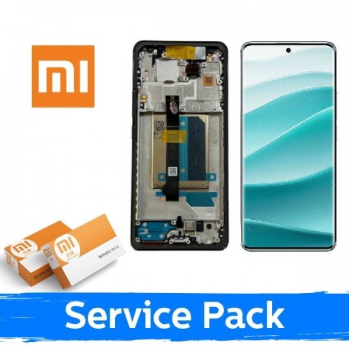 LCD ekranas suderinamas su Xiaomi Redmi Note 14 Pro+ 5G su rėmeliu / Pusnakčio juodas / (Service Pack)