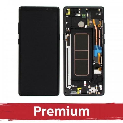 LCD ekranas suderinamas su Samsung N950 Note 8 su rėmeliu / Pusnakčio juodas / OEM