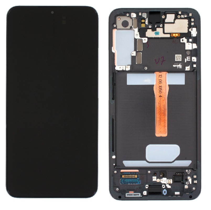 LCD ekranas Samsung S906 S22 Plus su jutikliniu ekranu ir rėmeliu juodas originalus (originalus komplektas)