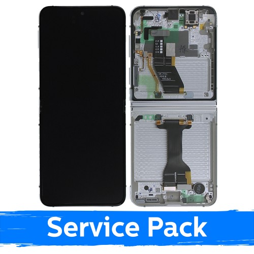 LCD ekranas suderinamas su Samsung F731 Z Flip5 (INNER) su rėmeliu / Kreminė / (Service Pack) +SU BATERIJA