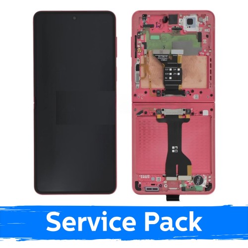 LCD ekranas suderinamas su Samsung F766 Z Flip7 (INNER) su rėmeliu / Koralinė raudona / (Service Pack)