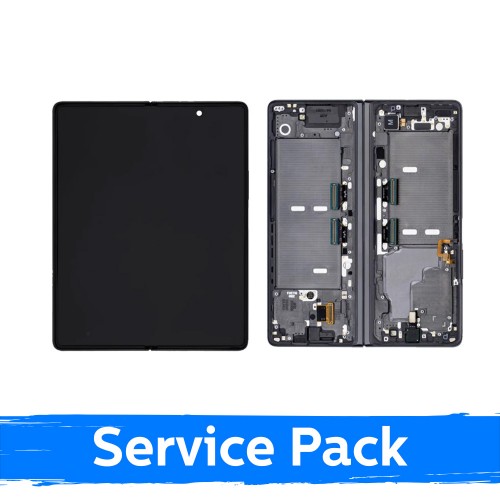 LCD ekranas suderinamas su Samsung F916 Z Fold2 (INNER) su rėmeliu / Mystic Black / (Service Pack)