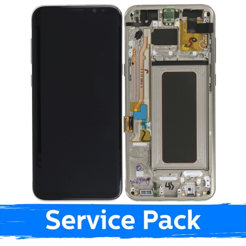 LCD ekranas suderinamas su Samsung G955 S8 Plus su rėmeliu / auksinis / (Service Pack)