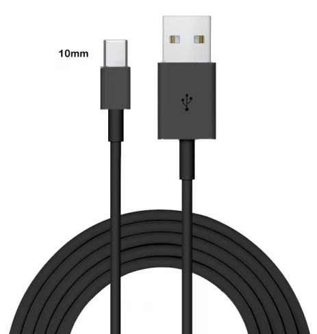 USB kabelis Type-C 10mm prailgintas Black HQ (1M)