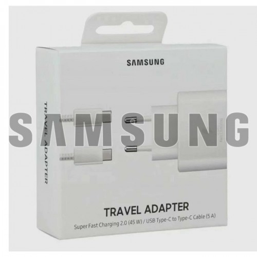 Įkroviklis Samsung EP-TA845 baltas 45W (su pakuote) + Type-C 180cm laidas / 100% originalus /