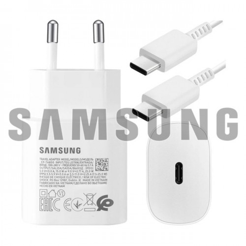 Įkroviklis Samsung EP-TA800W baltas 25W (incl. packing) + Type-C laidas / 100% Genuine /