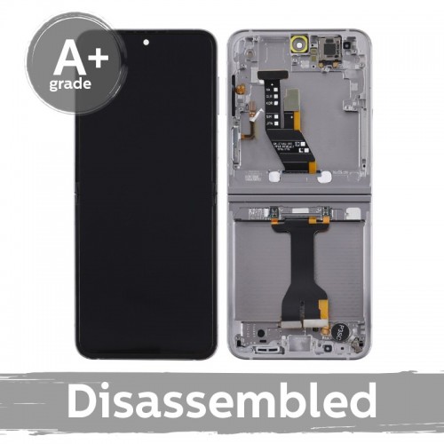 LCD ekranas suderinamas su Samsung F741 Z Flip6 (INNER) su rėmeliu / Silver Shadow / (10/10 disassembled)