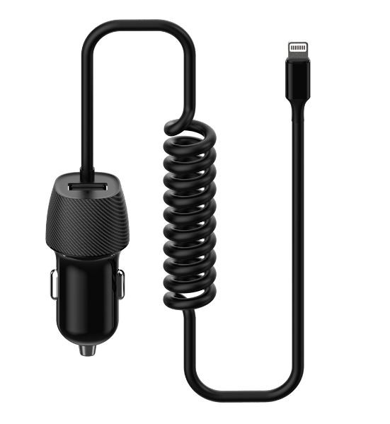 Įkroviklis automobilinis Platinet (PLCRSL) su Lightning laidu (1xUSB 3.4A) juodas