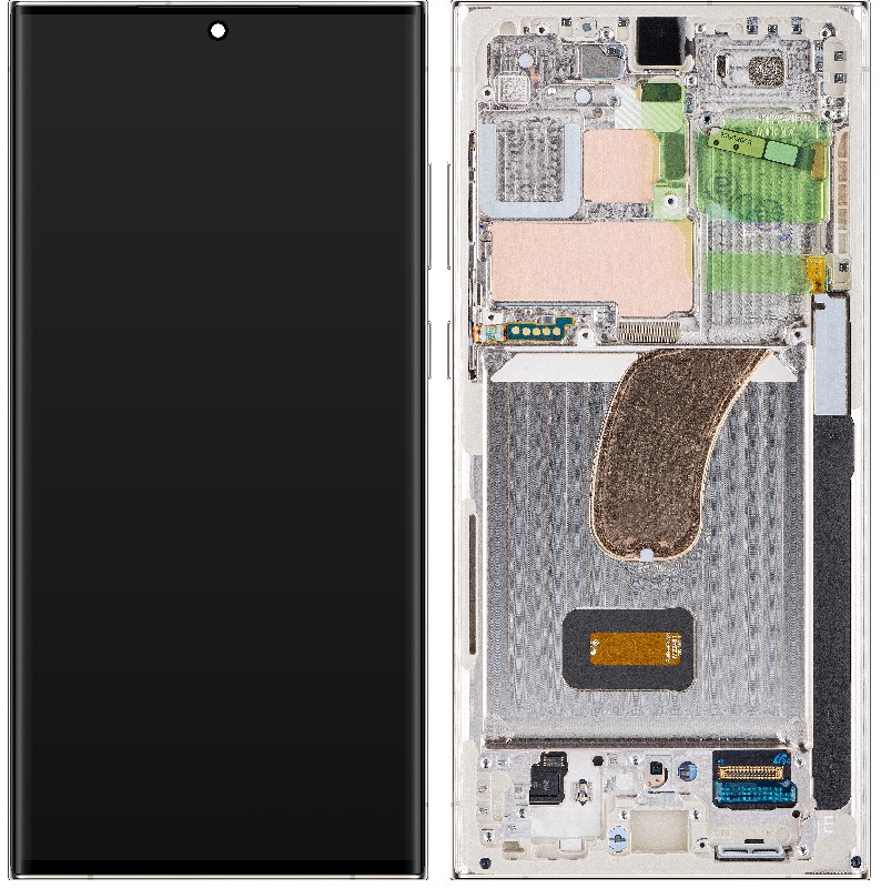 Ekranas Samsung S918 S23 Ultra 5G su lietimui jautriu stikliuku ir rėmeliu Cream originalus (service pack)