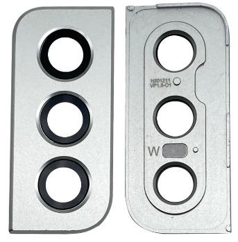 Samsung S901 S22 kameros stikliukas su rėmeliu White ORG