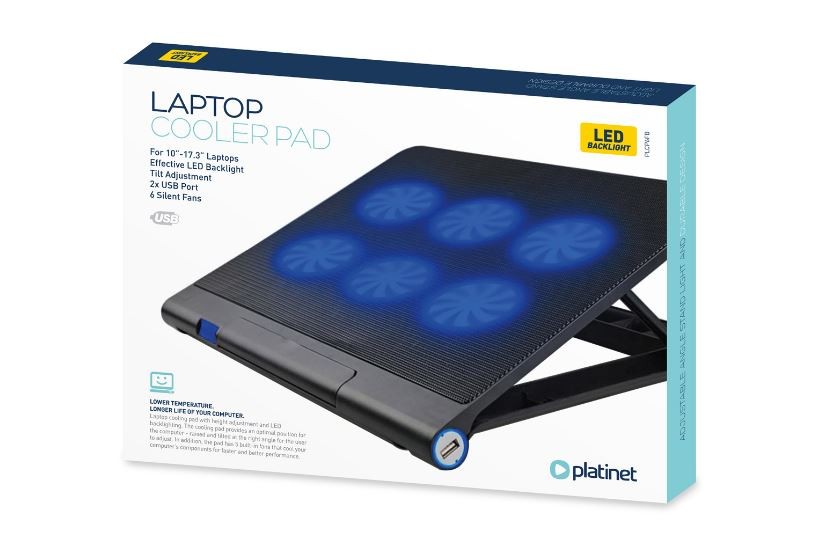 Platinet nešiojamojo kompiuterio aušinimo kilimėlis (6 ventiliatoriai, 1200 aps./min.)