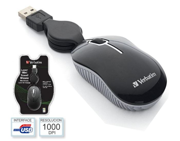 Pelė VERBATIM MINI laidinė, juodos spalvos