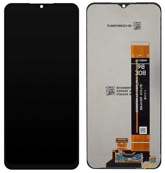 Ekranas Samsung A137 A13 2022 su lietimui jautriu stikliuku Black ORG