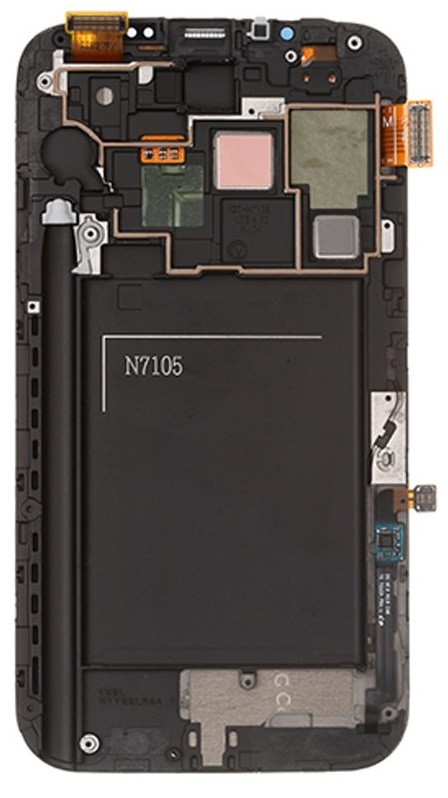 Ekranas Samsung N7100 Note 2 su lietimui jautriu stikliuku ir rėmeliu Grey originalus (service pack)