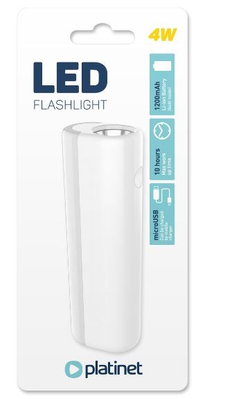 Platinet LED žibintuvėlis (4W 1200mAh) baltas