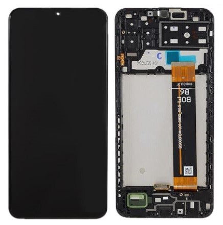 Ekranas Samsung A137 A13 2022 su lietimui jautriu stikliuku ir rėmeliu Black originalus