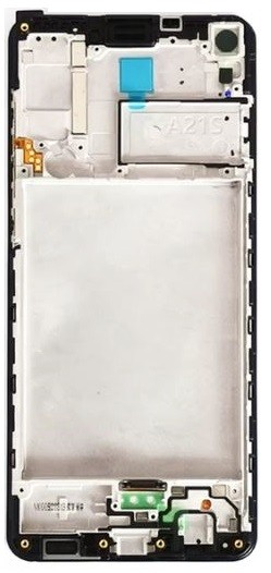 Ekranas Samsung A217F A21s su lietimui jautriu stikliuku ir rėmeliu Black originalus