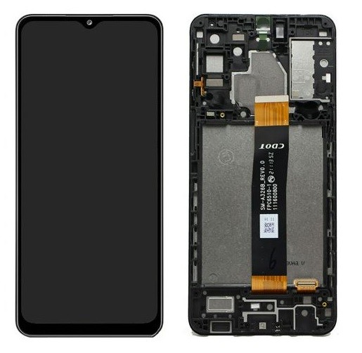 Ekranas Samsung A326 A32 5G 2021 su lietimui jautriu stikliuku ir rėmeliu Black originalus