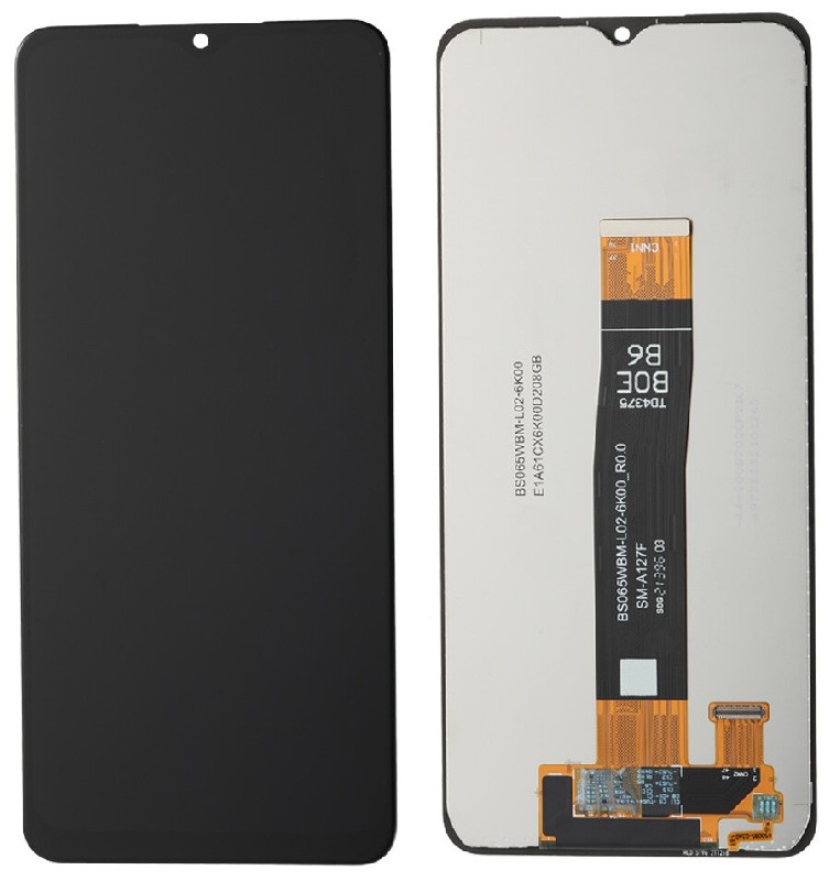 Ekranas Samsung A127 A12s 2021 su lietimui jautriu stikliuku Black ORG