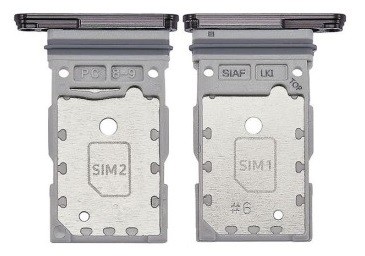 SIM kortelės laikiklis Samsung S911/S916 S23/S23 Plus Dual Black originalus (service pack)