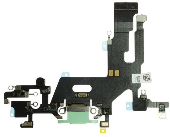 Lanksčioji jungtis skirta iPhone 11 įkrovimo kontaktų, su mikrofonu Green originali (used Grade A)