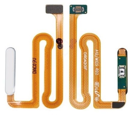 Lanksčioji jungtis Samsung A125 A12/A127 A12S on/off + Fingerprint mygtuku White originali (service pack)
