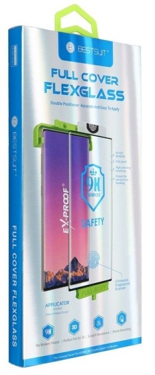 LCD apsauginis stikliukas Bestsuit Flexible Hybrid Glass 5D (Hot Bending) Samsung S928 S24 Ultra pritaikytas dėklui juodas