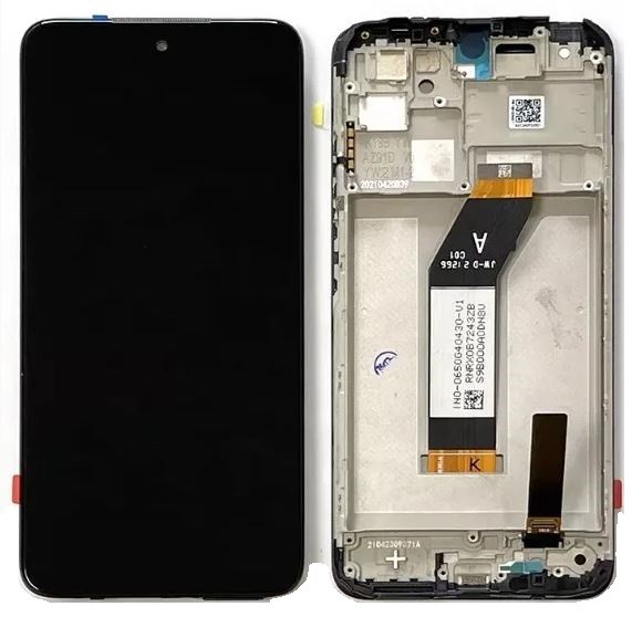 Ekranas Xiaomi Redmi 10 2021 su lietimui jautriu stikliuku ir rėmeliu Black ORG