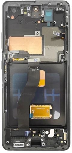 Ekranas Samsung G998 S21 Ultra su lietimui jautriu stikliuku ir rėmeliu Phantom Black OLED (real size)