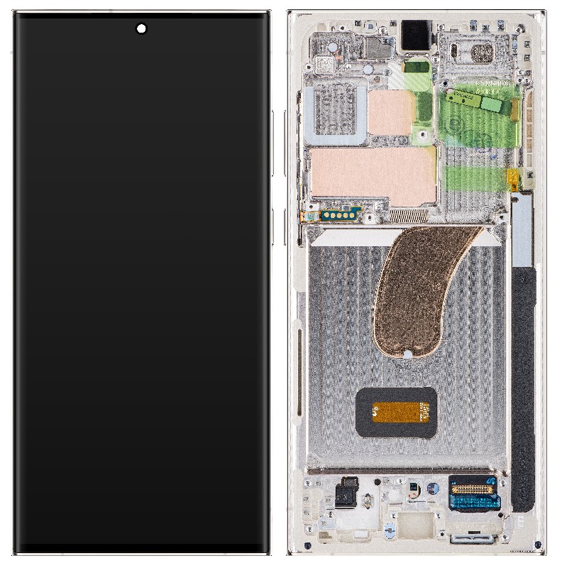 Ekranas Samsung S918 S23 Ultra 5G su lietimui jautriu stikliuku ir rėmeliu Cream originalus (used Grade C)