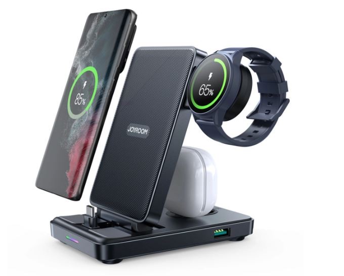 Įkroviklis USB-C Joyroom 4in1 (JR-WQS01) (Phone;AirPods;Watch; USB) juodas