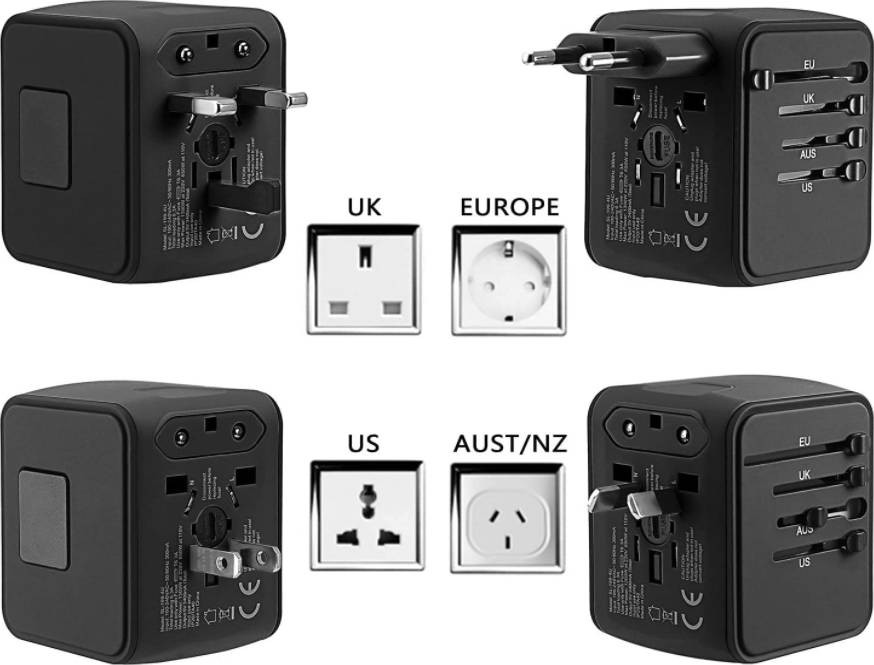Įkroviklis Travel SET (SL-209PQ-2) (2xUSB; 1xUSB-C; US/UK/EUR/AUS) juodas