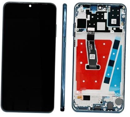 Ekranas Huawei P30 Lite 48MP su lietimui jautriu stikliuku ir rėmeliu Peacock Blue ORG