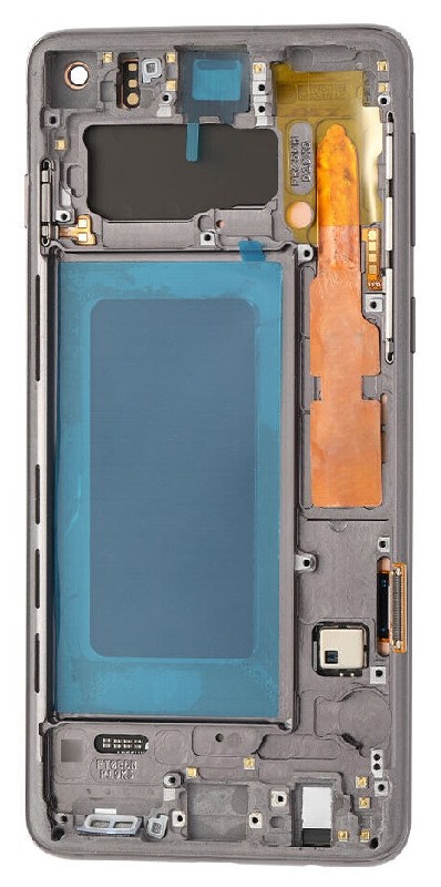 Ekranas Samsung G973 S10 su lietimui jautriu stikliuku ir rėmeliu Black OLED (real size)