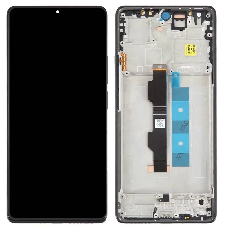 Ekranas Xiaomi Redmi Note 13 Pro 4G/Poco M6 Pro 4G su lietimui jautriu stikliuku ir rėmeliu Black OLED