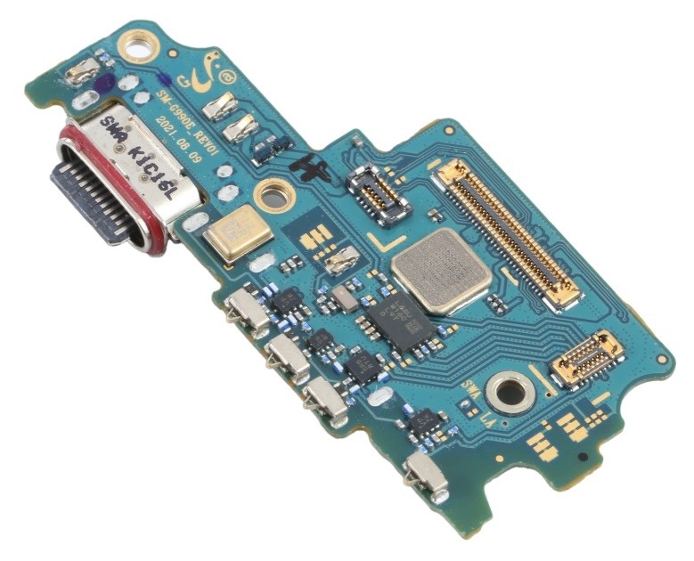 Lanksčioji jungtis Samsung G990 S21 FE 5G su įkrovimo kontaktu, mikrofonu, SIM lizdu originali (used Grade A)