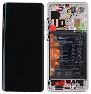 Ekranas Huawei P30 PRO su lietimui jautriu stikliuku ir rėmeliu ir baterija Silver Frost originalus (used Grade A)