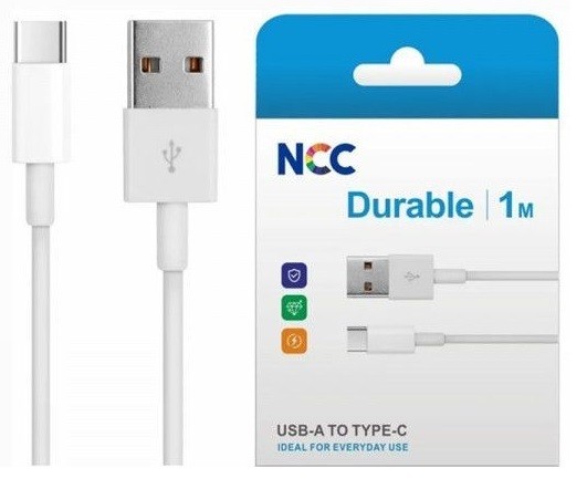 USB kabelis NCC "USB-C" 1m baltas