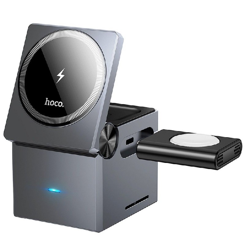 Belaidis įkroviklis Hoco 3in1 (CQ8) (MagSafe) (Phone; Pods; Watch) 15W juodas