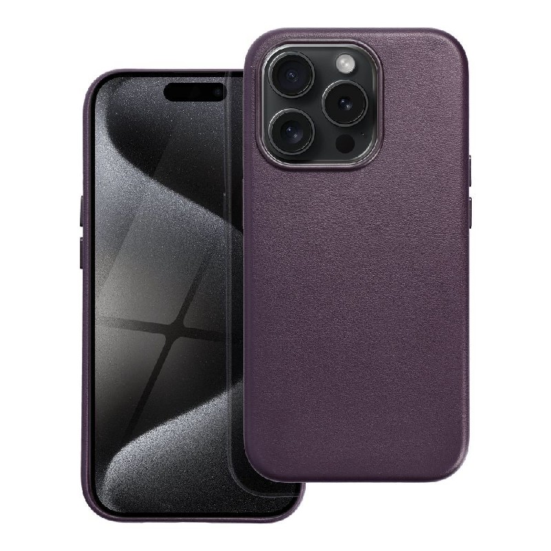 Dėklas Leather Mag Cover (MagSafe) skirtas iPhone 16 violetinis