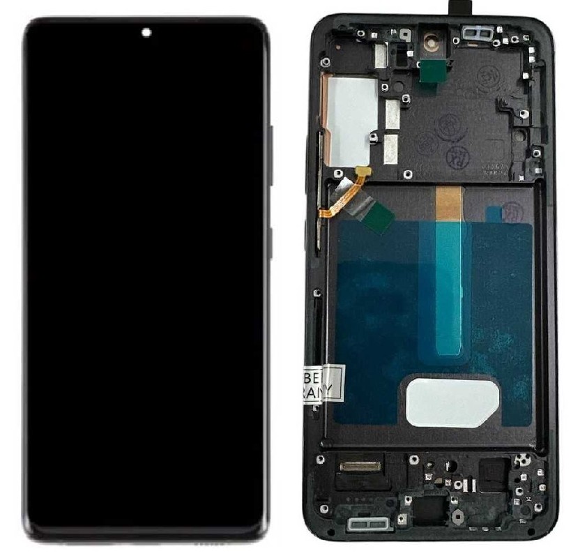 Ekranas Samsung S906 S22 Plus su lietimui jautriu stikliuku ir rėmeliu Black OLED (real size)