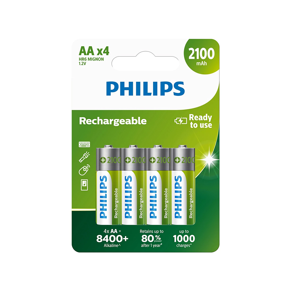 PHILIPS Įkraunama baterija AA NiMH 2100mAh 4 vnt. rinkinys
