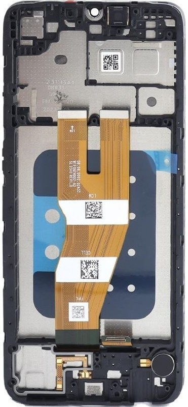 Ekranas Samsung A055 A05 2023 su lietimui jautriu stikliuku Black ir rėmeliu originalus (service pack)