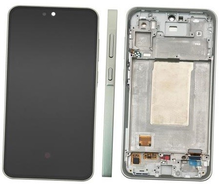 Ekranas Samsung A366 A36 5G su lietimui jautriu stikliuku ir rėmeliu Awesome Lime originalus (assembled service pack)