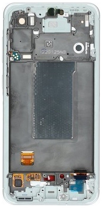 Ekranas Samsung A566 A56 5G su lietimui jautriu stikliuku ir rėmeliu Awesome Lightgrey originalus (assembled service pack)